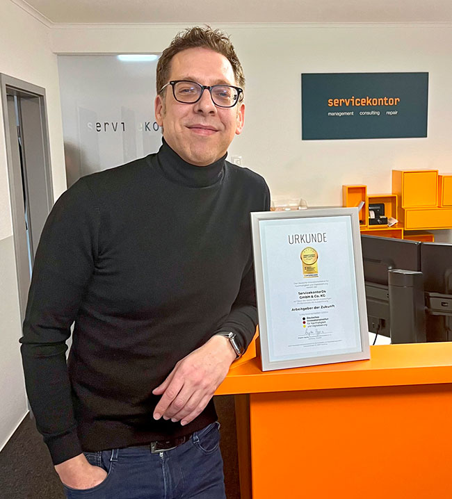 Freut sich über die Auszeichnung als „Arbeitgeber der Zukunft“: Servicekontor-Geschäftsführer Hermann Kuper